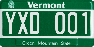 VT license plate YXD001