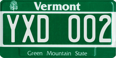 VT license plate YXD002