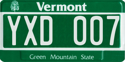 VT license plate YXD007