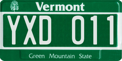 VT license plate YXD011