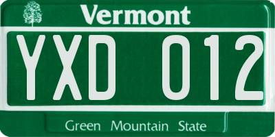 VT license plate YXD012