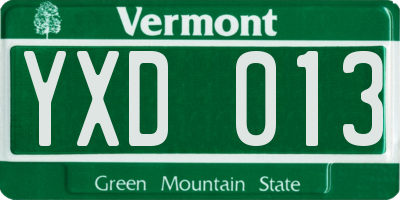 VT license plate YXD013