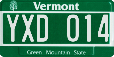 VT license plate YXD014