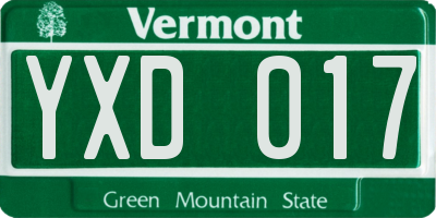 VT license plate YXD017