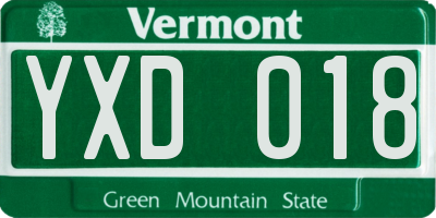 VT license plate YXD018