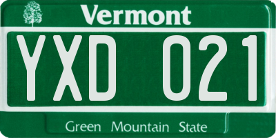 VT license plate YXD021