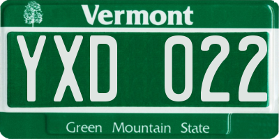 VT license plate YXD022
