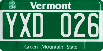 VT license plate YXD026