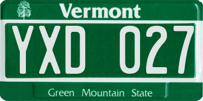 VT license plate YXD027