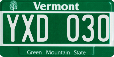 VT license plate YXD030