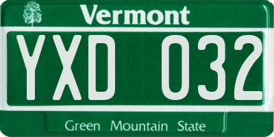 VT license plate YXD032