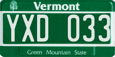 VT license plate YXD033