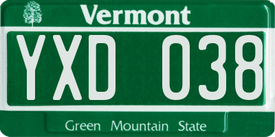 VT license plate YXD038