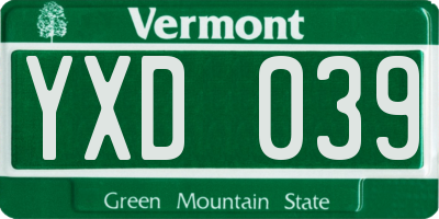 VT license plate YXD039