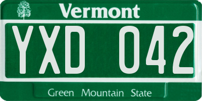 VT license plate YXD042