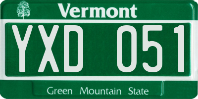 VT license plate YXD051