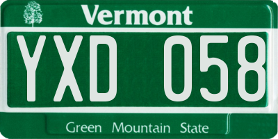 VT license plate YXD058