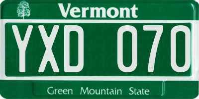 VT license plate YXD070