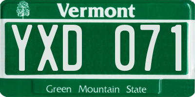 VT license plate YXD071