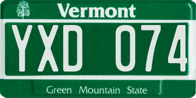 VT license plate YXD074