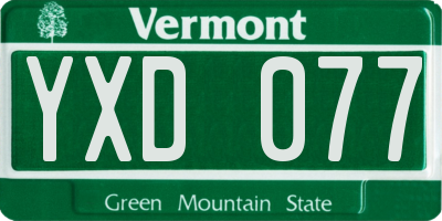 VT license plate YXD077