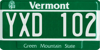 VT license plate YXD102