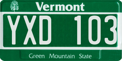 VT license plate YXD103