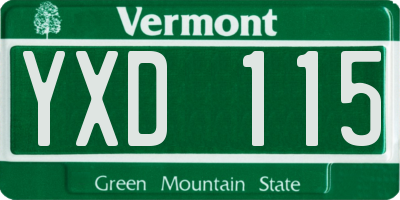 VT license plate YXD115