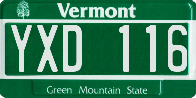 VT license plate YXD116