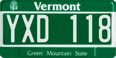 VT license plate YXD118