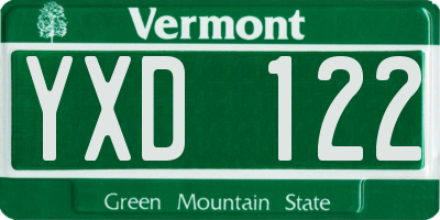 VT license plate YXD122