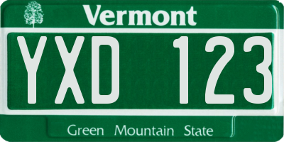 VT license plate YXD123