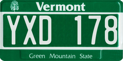 VT license plate YXD178