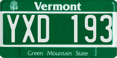VT license plate YXD193