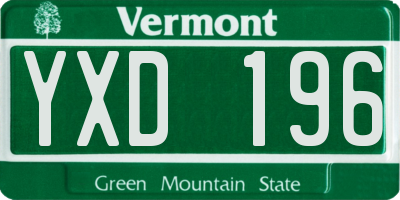 VT license plate YXD196
