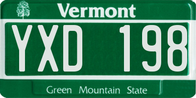 VT license plate YXD198