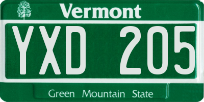 VT license plate YXD205
