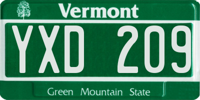 VT license plate YXD209
