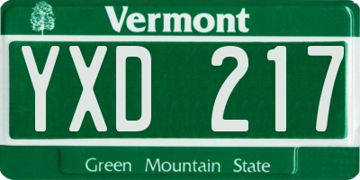 VT license plate YXD217