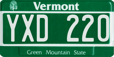 VT license plate YXD220