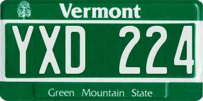 VT license plate YXD224