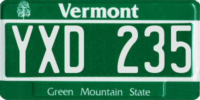 VT license plate YXD235