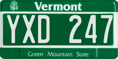 VT license plate YXD247