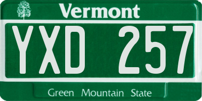 VT license plate YXD257