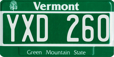 VT license plate YXD260