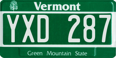 VT license plate YXD287