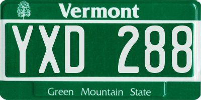 VT license plate YXD288