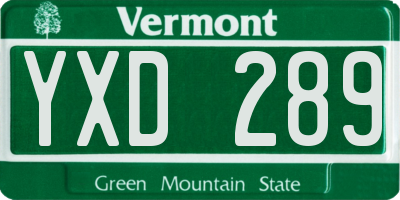 VT license plate YXD289