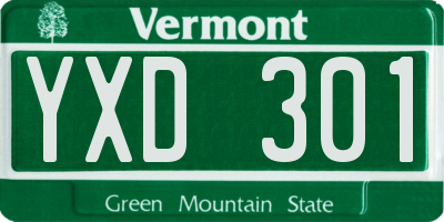 VT license plate YXD301