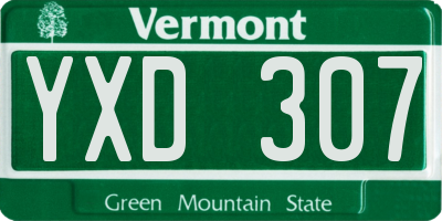 VT license plate YXD307